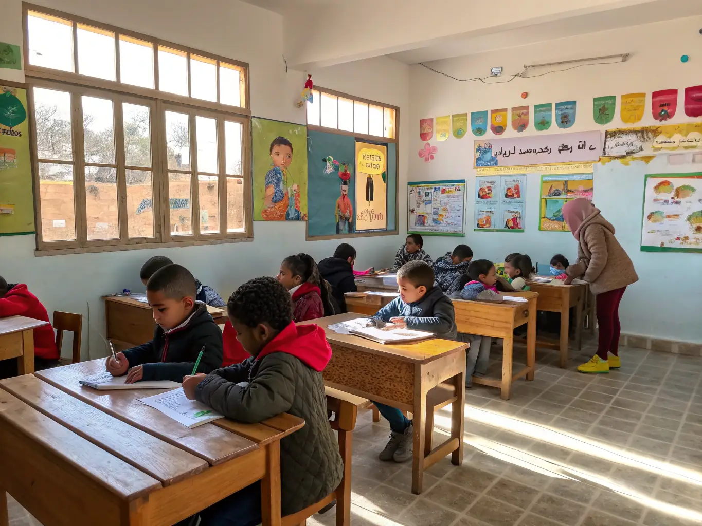 A photograph of children participating in an educational workshop about the history of Verteuil, emphasizing the importance of engaging the younger generation.