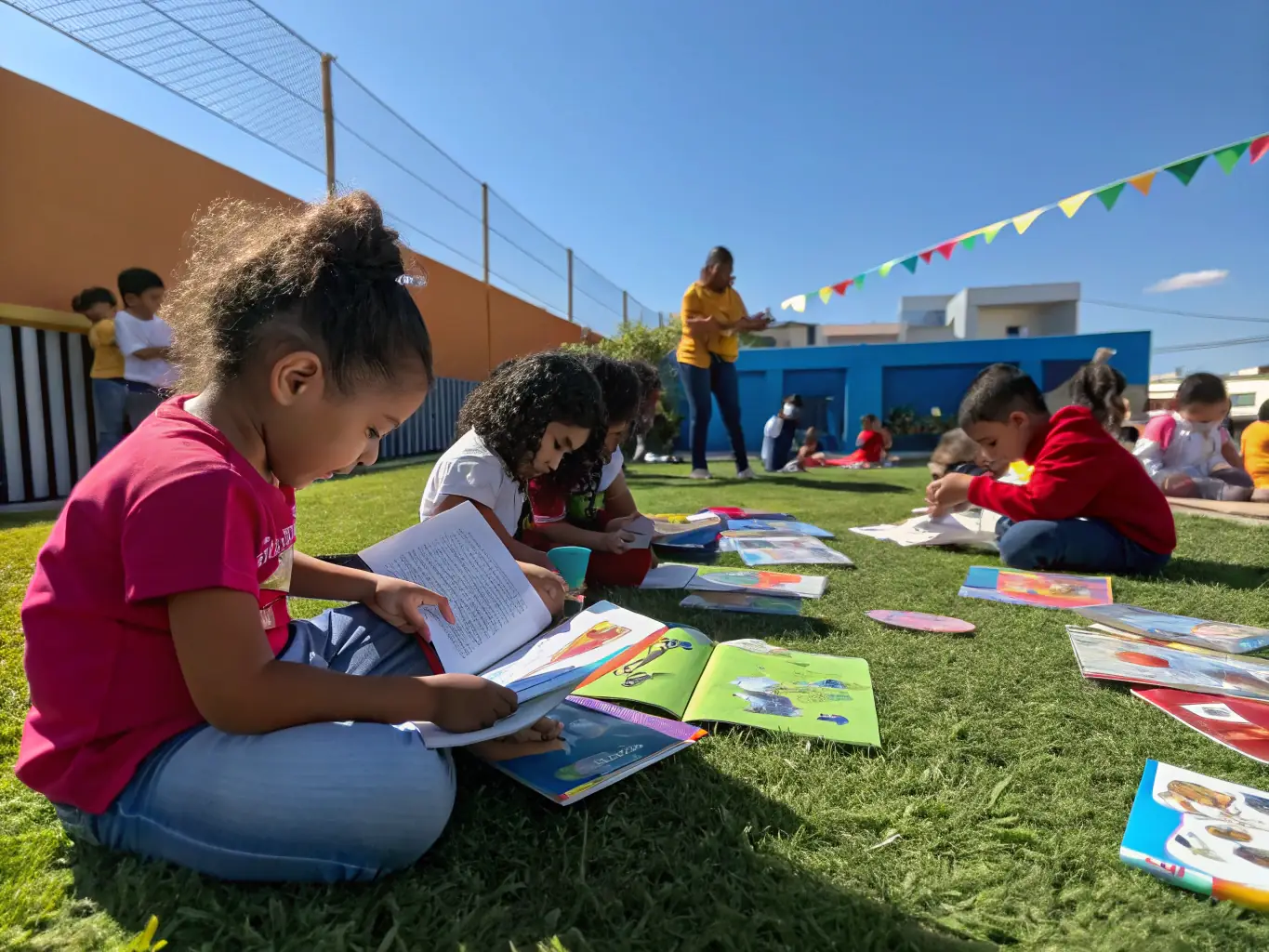 An educational workshop in Verteuil where children are learning about the history of the village and traditional crafts, emphasizing the importance of cultural education.